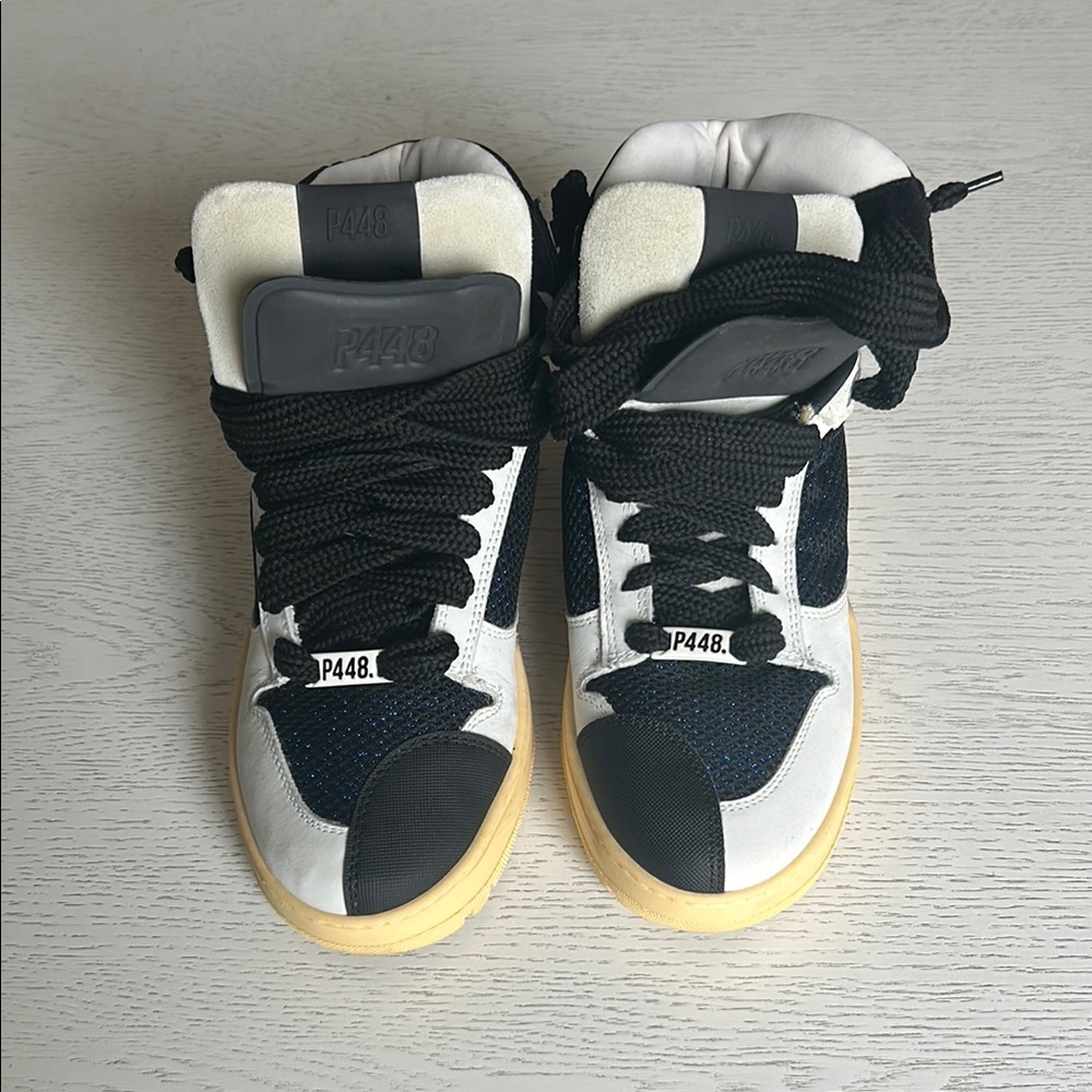 P448 Kids Black and White Sneakers